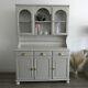 Vintage French Dresser Hand Painted In Grey And White With Brass Knobs