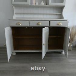 Vintage French Dresser Hand Painted in Grey and white with brass knobs
