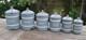 Vintage French Enamel Graduated Kitchen Canisters Storage Jars Grey / White X 6