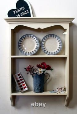 Vintage French Wall Unit Painted Bookcase Pretty Wooden Display Shelves