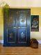 Vintage French Painted Pine Kitchen Cupboard/larder With Inlaid Design