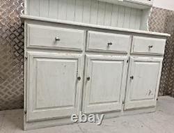 Vintage French pale mint green pine country farmhouse distressed Kitchen dresser