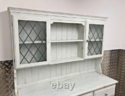 Vintage French pale mint green pine country farmhouse distressed Kitchen dresser