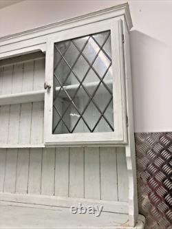Vintage French pale mint green pine country farmhouse distressed Kitchen dresser