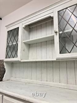 Vintage French pale mint green pine country farmhouse distressed Kitchen dresser