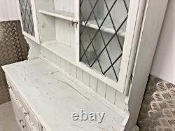 Vintage French pale mint green pine country farmhouse distressed Kitchen dresser