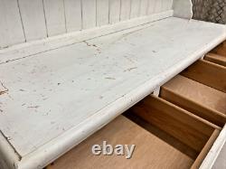 Vintage French pale mint green pine country farmhouse distressed Kitchen dresser
