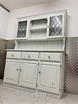 Vintage French pale mint green pine country farmhouse distressed Kitchen dresser