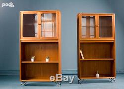 Vintage G Plan Mid Century Retro Teak Book Case Glass Display Cabinet Shelves