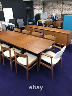 Vintage G plan Extending Dining Table With 10 Chairs And Matching Sideboard