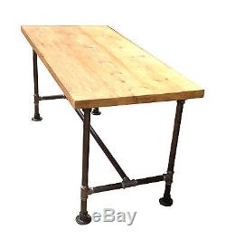 Vintage Gas Pipe Rustic Country Farmhouse Kitchen Dining Table Shabby Chic