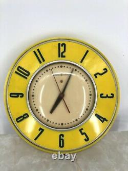 Vintage General Electric Retro Kitchen Clock Yellow Model 2H26