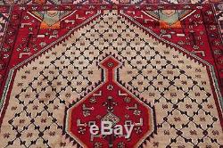Vintage Geometric Tribal Koliaie Hamedan Area Rug Hand-Knotted Wool Carpet 5'x9