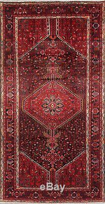 Vintage Geometric Tribal Sirjan Area Rug Hand-Knotted Oriental Wool Carpet 5'x9