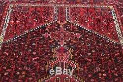 Vintage Geometric Tribal Sirjan Area Rug Hand-Knotted Oriental Wool Carpet 5'x9