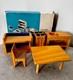 Vintage German Toy Kitchen Furniture Mid-century Toy Set Boxed Solid Wood