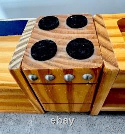 Vintage German Toy Kitchen Furniture Mid-century Toy Set Boxed Solid Wood