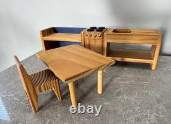 Vintage German Toy Kitchen Furniture Mid-century Toy Set Boxed Solid Wood
