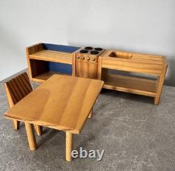 Vintage German Toy Kitchen Furniture Mid-century Toy Set Boxed Solid Wood