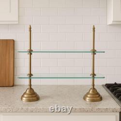 Vintage Glass Shelf Two-Tier Elegant Countertop Organizer Bathroom Kitchen Vanit