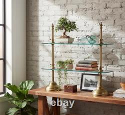 Vintage Glass Shelf Two-Tier Elegant Countertop Organizer Bathroom Kitchen Vanit