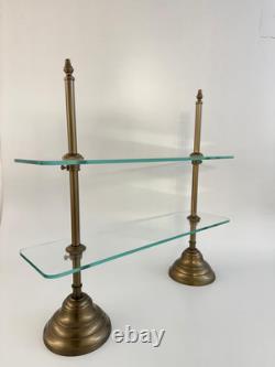 Vintage Glass Shelf Two-Tier Elegant Countertop Organizer Bathroom Kitchen Vanit