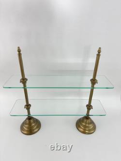 Vintage Glass Shelf Two-Tier Elegant Countertop Organizer Bathroom Kitchen Vanit