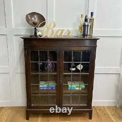 Vintage Glazed China Cabinet / Oak Bookcase / Gin Cupboard /Display Cabinet