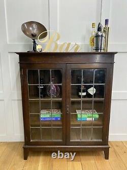 Vintage Glazed China Cabinet / Oak Bookcase / Gin Cupboard /Display Cabinet