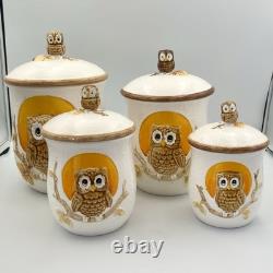Vintage Golden Owl Canister Full Set Japan Sears 1980s 1983 Owl & Moon Kitchen