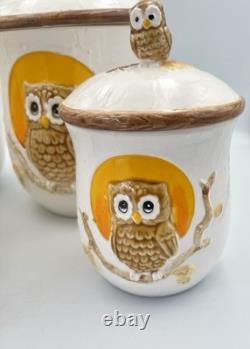 Vintage Golden Owl Canister Full Set Japan Sears 1980s 1983 Owl & Moon Kitchen