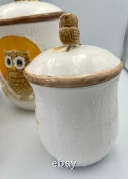 Vintage Golden Owl Canister Full Set Japan Sears 1980s 1983 Owl & Moon Kitchen