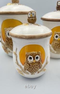 Vintage Golden Owl Canister Full Set Japan Sears 1980s 1983 Owl & Moon Kitchen