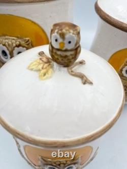 Vintage Golden Owl Canister Full Set Japan Sears 1980s 1983 Owl & Moon Kitchen
