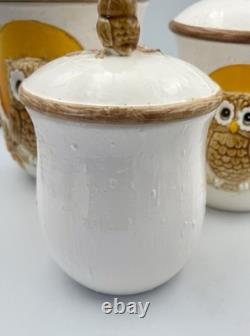 Vintage Golden Owl Canister Full Set Japan Sears 1980s 1983 Owl & Moon Kitchen