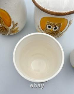 Vintage Golden Owl Canister Full Set Japan Sears 1980s 1983 Owl & Moon Kitchen