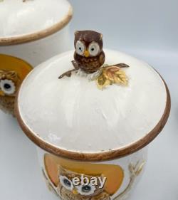Vintage Golden Owl Canister Full Set Japan Sears 1980s 1983 Owl & Moon Kitchen