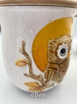 Vintage Golden Owl Canister Full Set Japan Sears 1980s 1983 Owl & Moon Kitchen