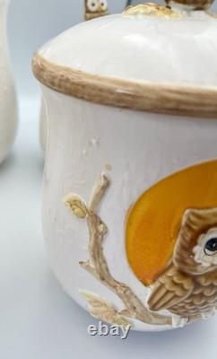 Vintage Golden Owl Canister Full Set Japan Sears 1980s 1983 Owl & Moon Kitchen