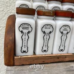 Vintage Griffith Milk Spice Jars And Rack Set Of 16 Red Tops Retro Kitchen Decor