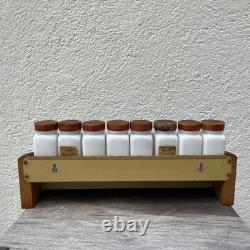 Vintage Griffith Milk Spice Jars And Rack Set Of 16 Red Tops Retro Kitchen Decor
