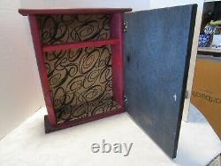 Vintage Handcrafted Wall wood Red Cabinet with Stove Advertising Black-Cat 19T