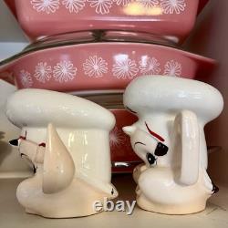 Vintage Hard To Find Pixie Elves Cream Sugar Set MCM Pyrex Atomic Retro Kitchen