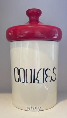 Vintage Holiday Designs 5 Piece Ceramic Canister Set White with Red Lids