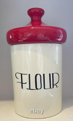 Vintage Holiday Designs 5 Piece Ceramic Canister Set White with Red Lids