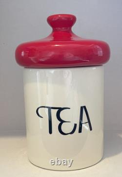 Vintage Holiday Designs 5 Piece Ceramic Canister Set White with Red Lids