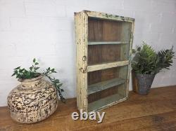 Vintage Indian Colonial Wooden Glazed Shop Display Bathroom Kitchen Wall Cabinet