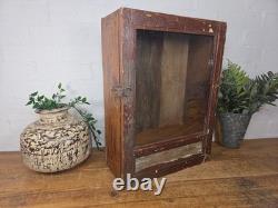 Vintage Indian Colonial Wooden Glazed Shop Display Bathroom Kitchen Wall Cabinet