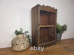 Vintage Indian Colonial Wooden Glazed Shop Display Bathroom Kitchen Wall Cabinet