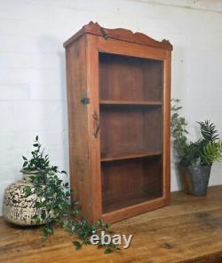 Vintage Indian Colonial Wooden Glazed Shop Display Bathroom Kitchen Wall Cabinet